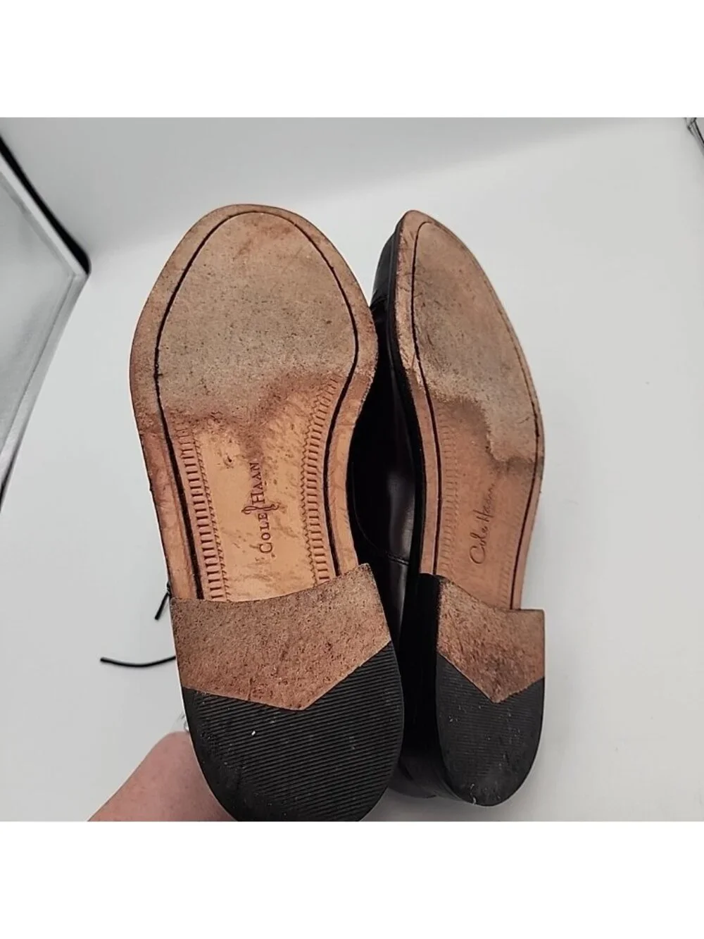 Cole Haan Mens Dress Shoes 10 D Derby Brown Leather Lace Up Almond Toe Formal